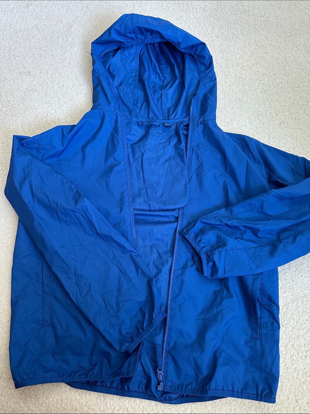 Uniqlo Royal Blue Packable Hooded Windbreaker